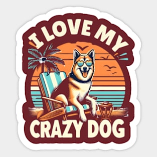 crazy dog funny design Sticker